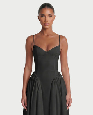 VESSA Lace-Up Back Corset Midi Dress