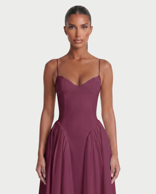 VESSA Lace-Up Back Corset Midi Dress