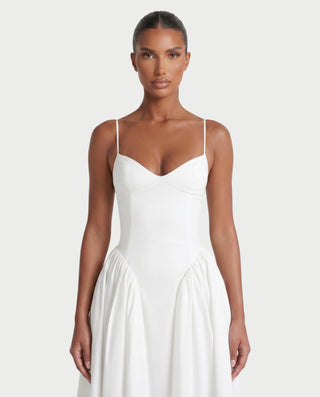 VESSA Lace-Up Back Corset Midi Dress