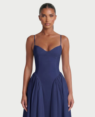 VESSA Lace-Up Back Corset Midi Dress
