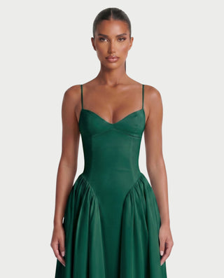 VESSA Lace-Up Back Corset Midi Dress