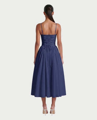 VESSA Lace-Up Back Corset Midi Dress
