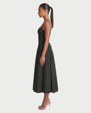 VESSA Lace-Up Back Corset Midi Dress