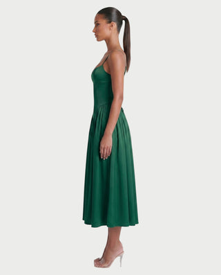 VESSA Lace-Up Back Corset Midi Dress