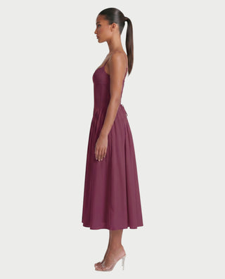 VESSA Lace-Up Back Corset Midi Dress