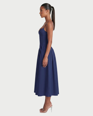 VESSA Lace-Up Back Corset Midi Dress