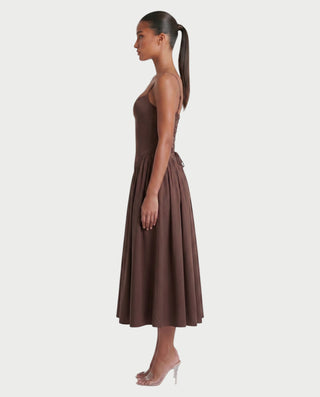 VESSA Lace-Up Back Corset Midi Dress