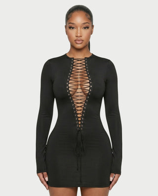 Vestido mini ajustado con cordones MITCH