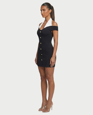 KATHERINE Vestido mini con cuello halter y hombros descubiertos