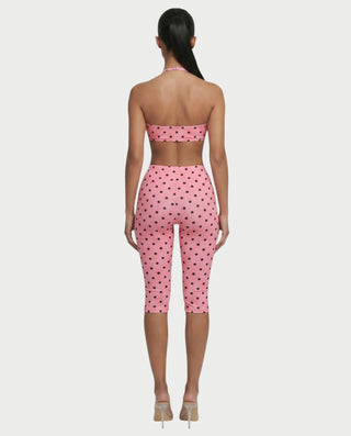 DARYA Polka Dot Bandeau Halter Top & Capri Pants Set
