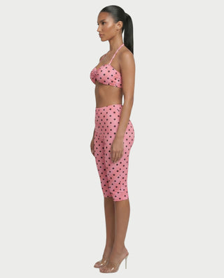 DARYA Polka Dot Bandeau Halter Top & Capri Pants Set