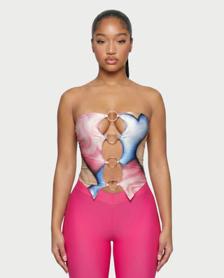ELLIE Strapless Ring Detail Top & Capri Pants