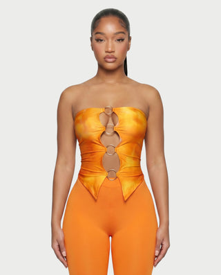 ELLIE Strapless Ring Detail Top & Capri Pants