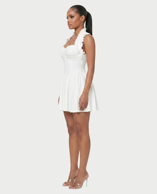 AZOURA Halter Ruffle Flare Mini Dress