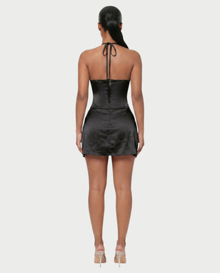 RAFFA Satin Corset Halter Mini Dress