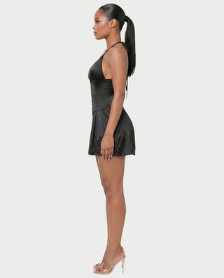 RAFFA Satin Corset Halter Mini Dress