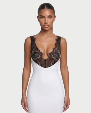 PERENA Lace Trim Bodycon Maxi Dress