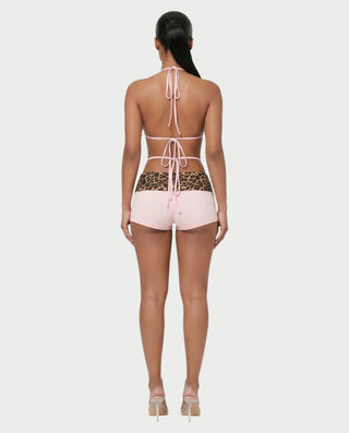 CELY Leopard Lace-Up Bikini Short Set