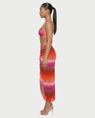 TINSLEY Ombre Twist Bikini & Sarong Three-Piece Set
