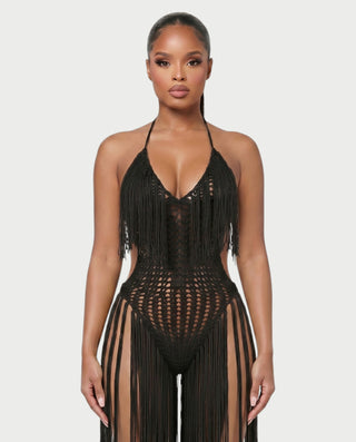 KAILEY Fringe Crochet Cover-Up Jumpsuit