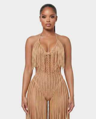 KAILEY Fringe Crochet Cover-Up Jumpsuit