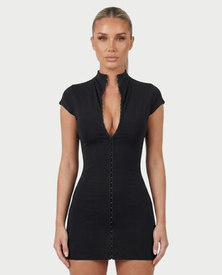 DANIYA Hook Front Cap Sleeve Mini Dress