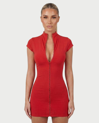 DANIYA Hook Front Cap Sleeve Mini Dress