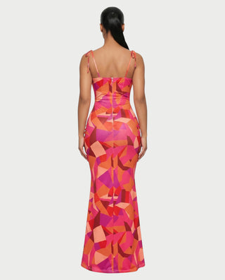 MOLLY Ruched Bust Tie-Strap Maxi Dress