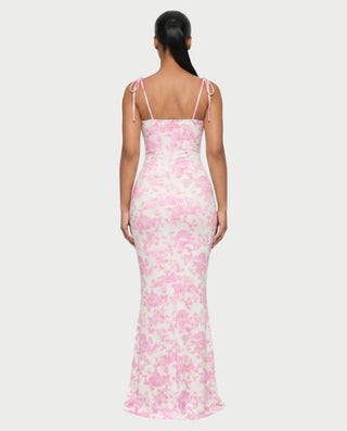 MOLLY Ruched Bust Tie-Strap Maxi Dress