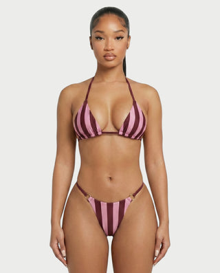 JAVINA Stripe Ring Detail Triangle Bikini Set