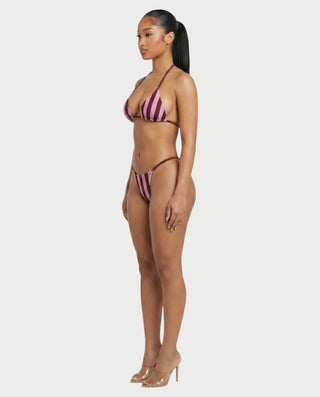 JAVINA Stripe Ring Detail Triangle Bikini Set