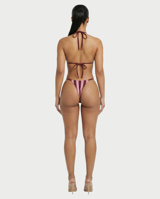 JAVINA Stripe Ring Detail Triangle Bikini Set
