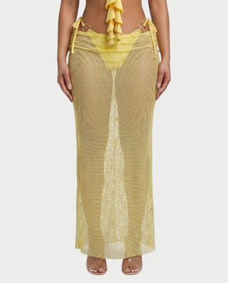 GANIYA Bandeau Bikini Top & Maxi Skirt Three-Piece Set