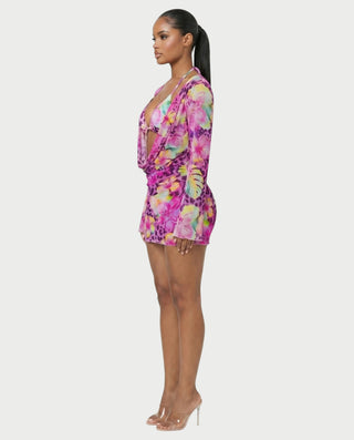 YIRANA Bikini & Mesh Long Sleeve Cover-Up Three-Piece Set