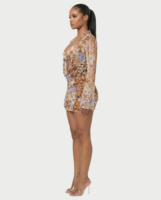 YIRANA Bikini & Mesh Long Sleeve Cover-Up Three-Piece Set