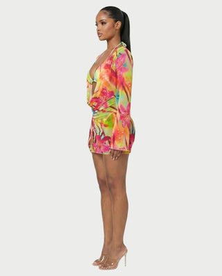 YIRANA Bikini & Mesh Long Sleeve Cover-Up Three-Piece Set