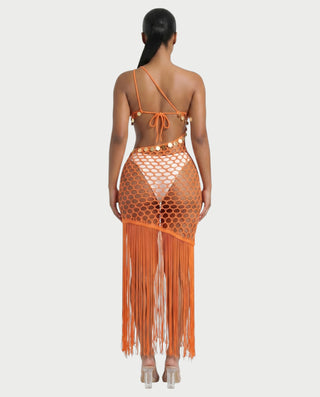 RORY Sequin Crochet Fringe Swim Cover-Up Dress