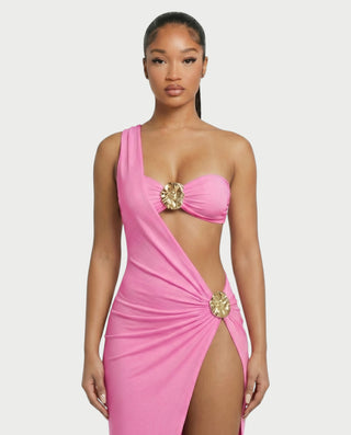 VIRANA Bandeau Bikini & Draped Cover-Up Three-Piece Set