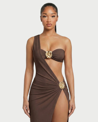 VIRANA Bandeau Bikini & Draped Cover-Up Three-Piece Set