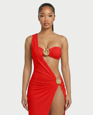 VIRANA Bandeau Bikini & Draped Cover-Up Three-Piece Set