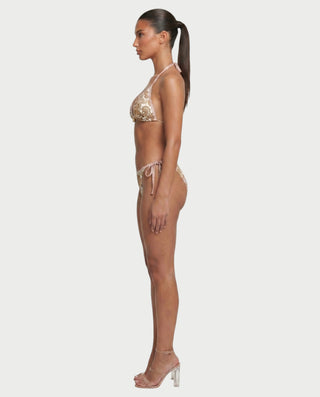 ELLY Paisley Lace-Trim Triangle Bikini Set