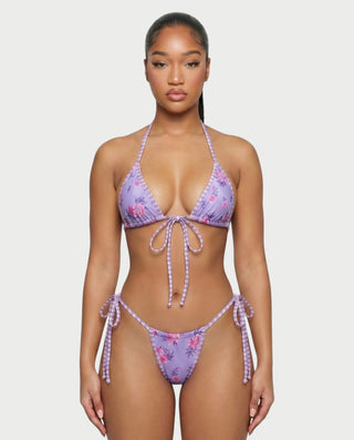 ANSLEY Floral Tie-Side Ruched Bikini Set