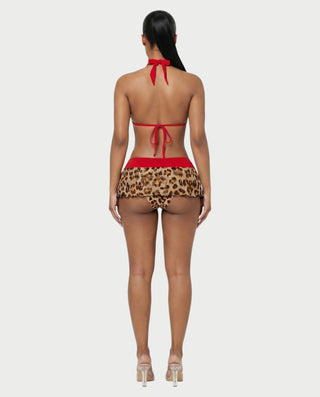 LOVINA Leopard Triangle Bikini & Ruffle Skirt Three-Piece Set