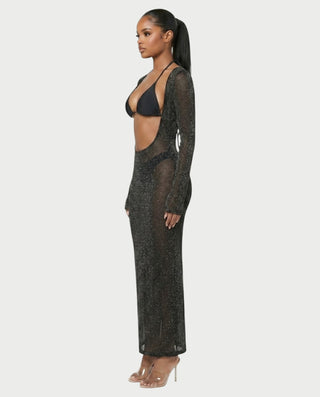 AMELLA Bikini & Shimmery Cover-Up Dress Three-Piece Set