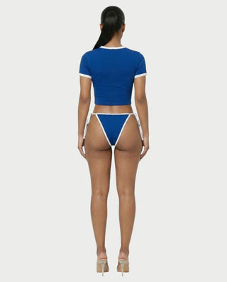 YUMIKA Country Flag Graphic Crop Top & Tie-Side Bikini Bottom Set