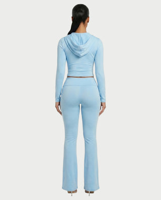 RAINY Zip-Up Hoodie and Flare Pants Set