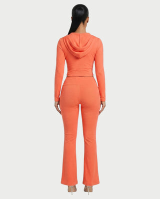RAINY Zip-Up Hoodie and Flare Pants Set