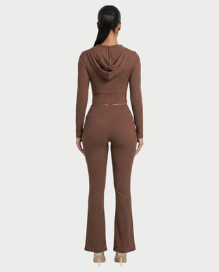 RAINY Zip-Up Hoodie and Flare Pants Set