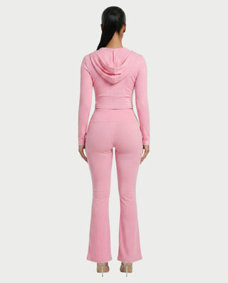 RAINY Zip-Up Hoodie and Flare Pants Set