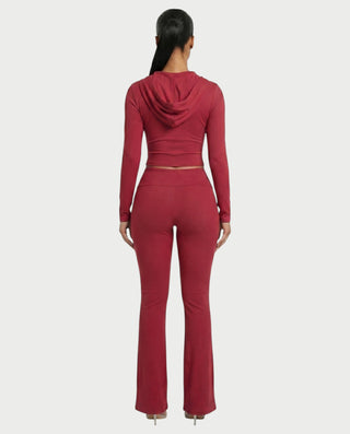 RAINY Zip-Up Hoodie and Flare Pants Set